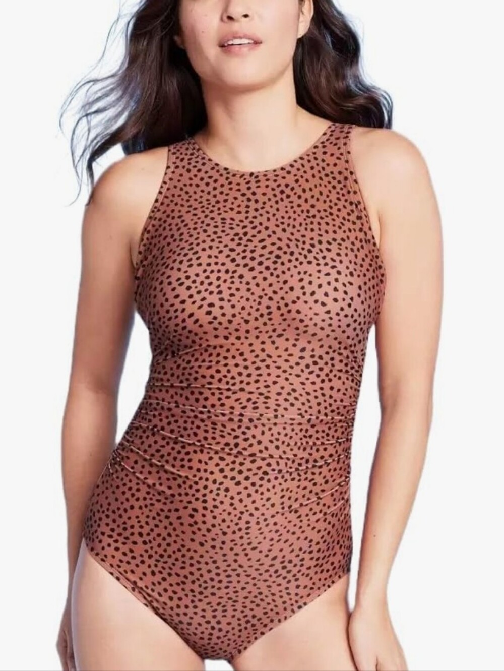 Kona Sol Rust One-Piece Swimsuit with Black Dot Print